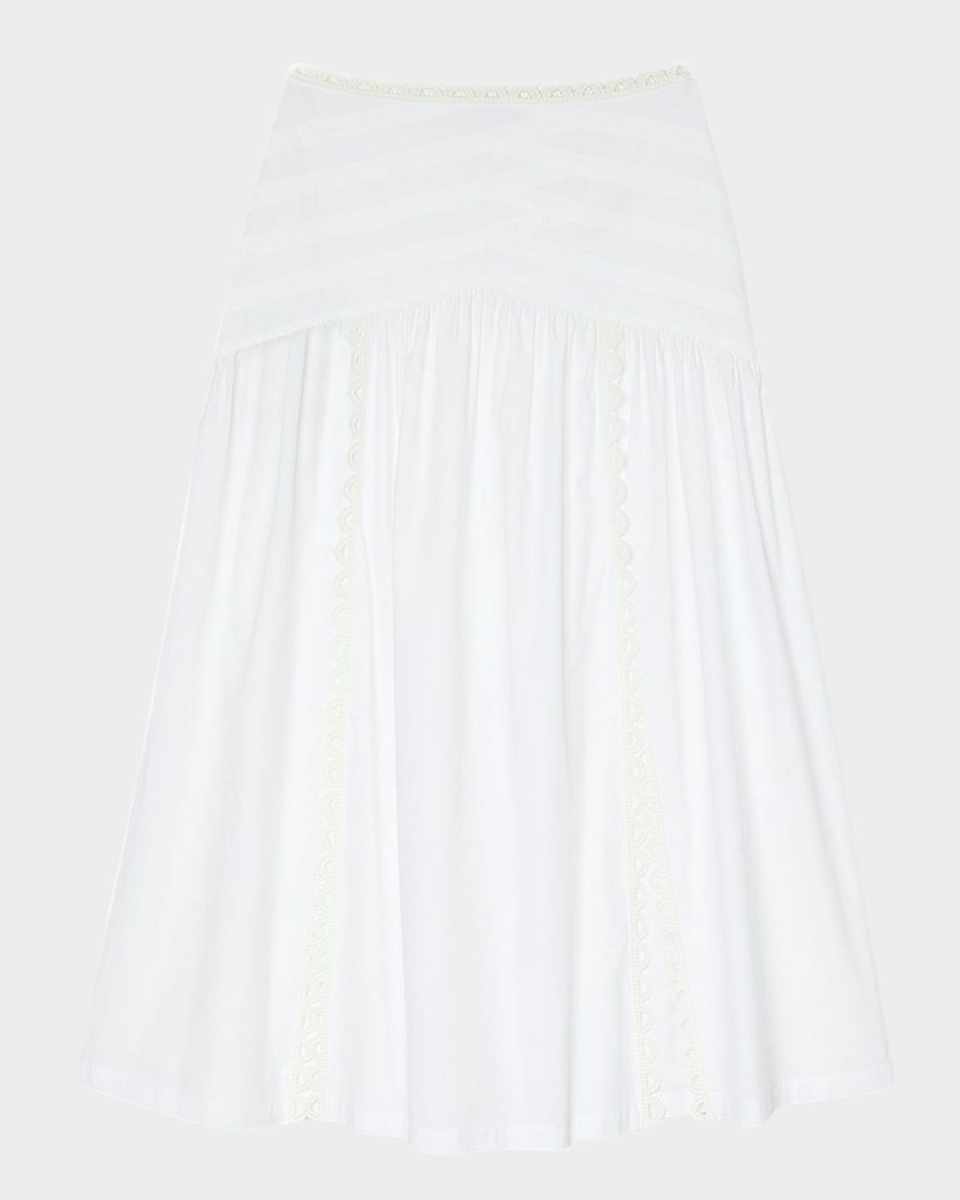 Chica Embroidered Cotton Midi Skirt